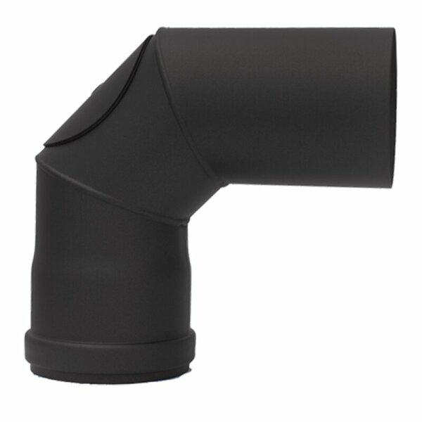 Pelletrohr Bogen 90° mit Tür - Ø 80 mm, schwarz