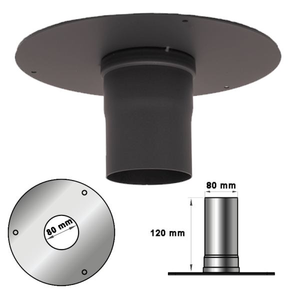 Pelletrohr Deckenrosette - Ø 80 mm, schwarz
