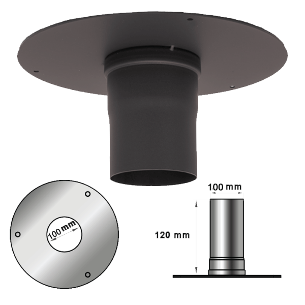Pelletrohr Deckenrosette - Ø 100 mm, schwarz